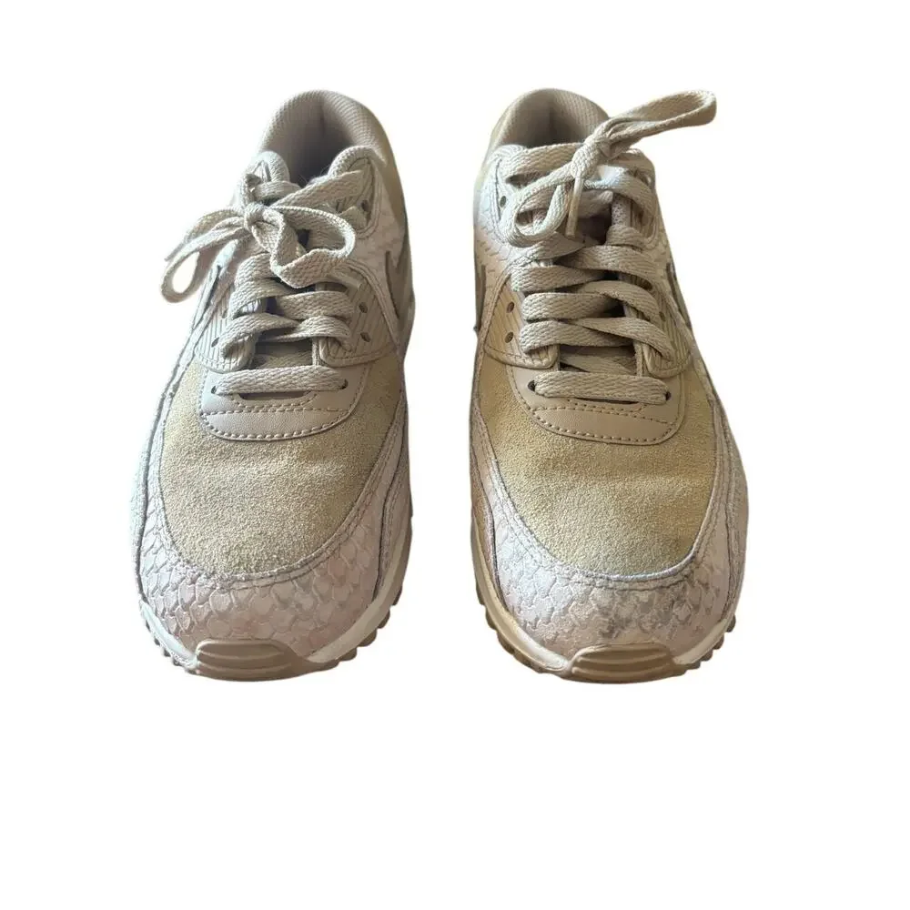 Nike Air Max 1 women 6 Tan Beige Suede Mesh White Midsole